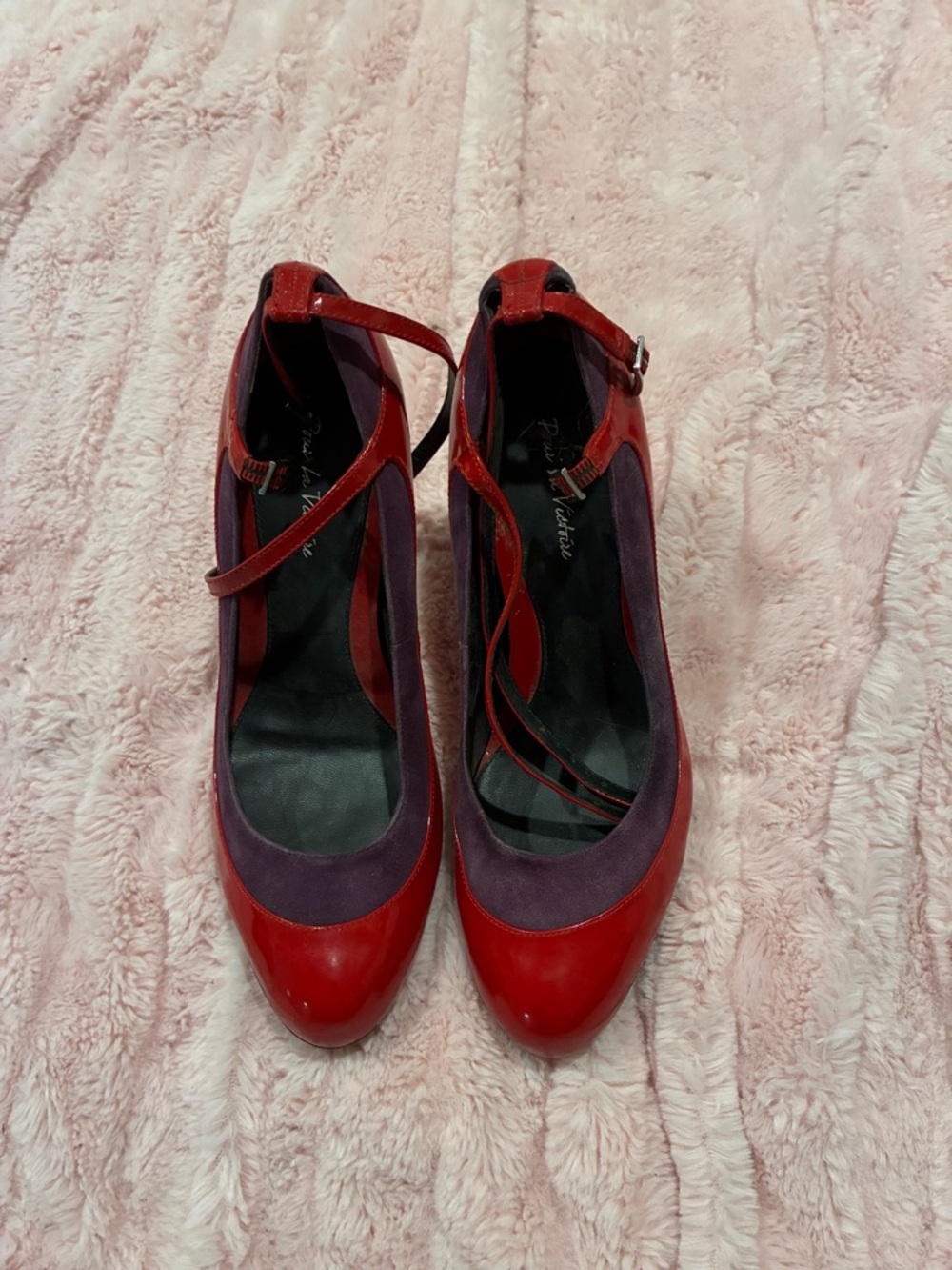 Pour La Victoire Red and Purple Mary Jane Heels